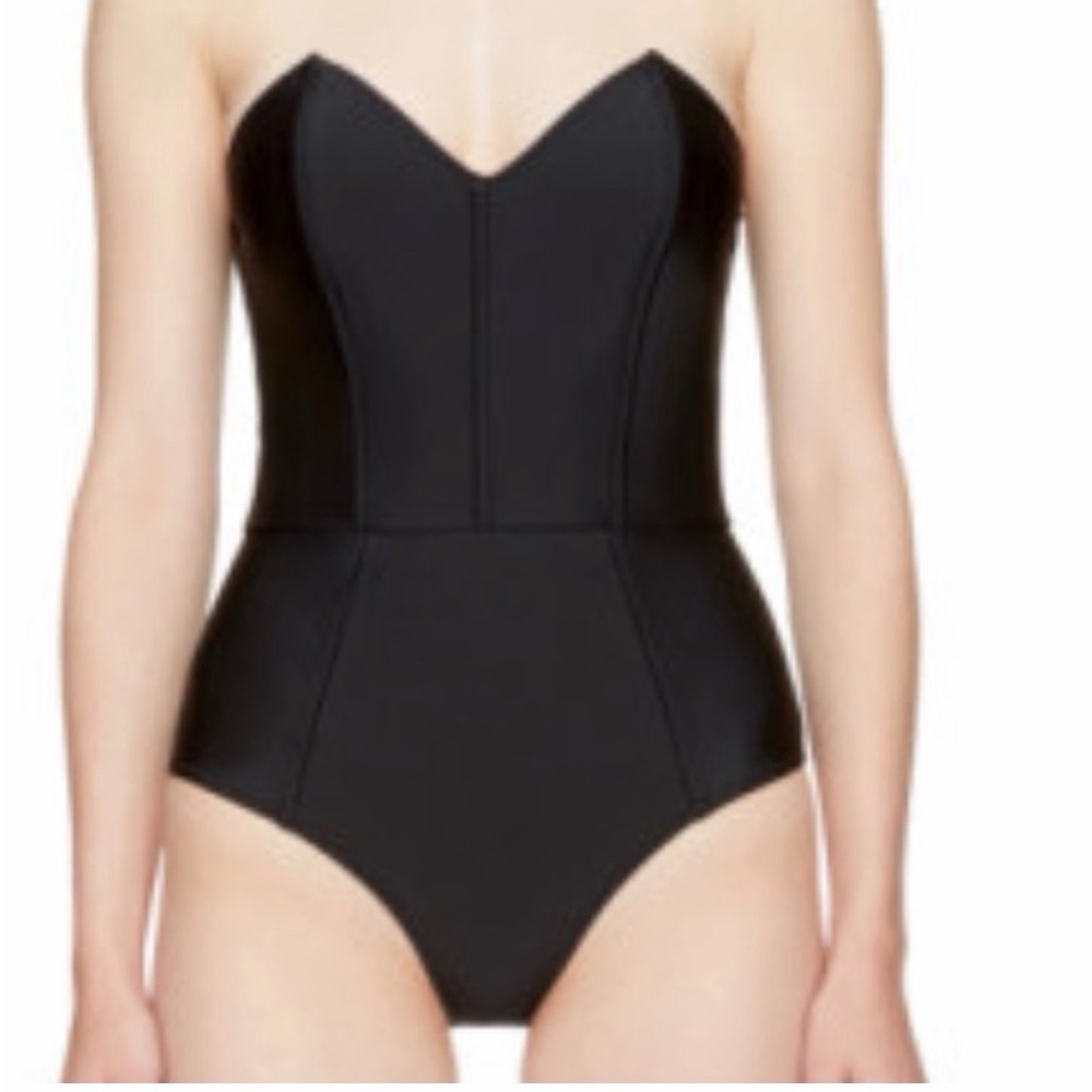 Fleur du Mal Black Strapless Bodysuit